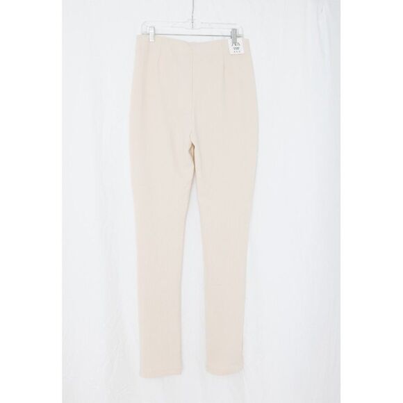 Zara Beige Slit Ribbed Leggings XL 5039 225 NWT - Picture 14 of 16
